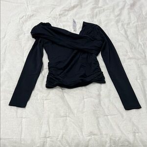 Abercrombie black long sleeve modal blend collection asymmetrical top size small